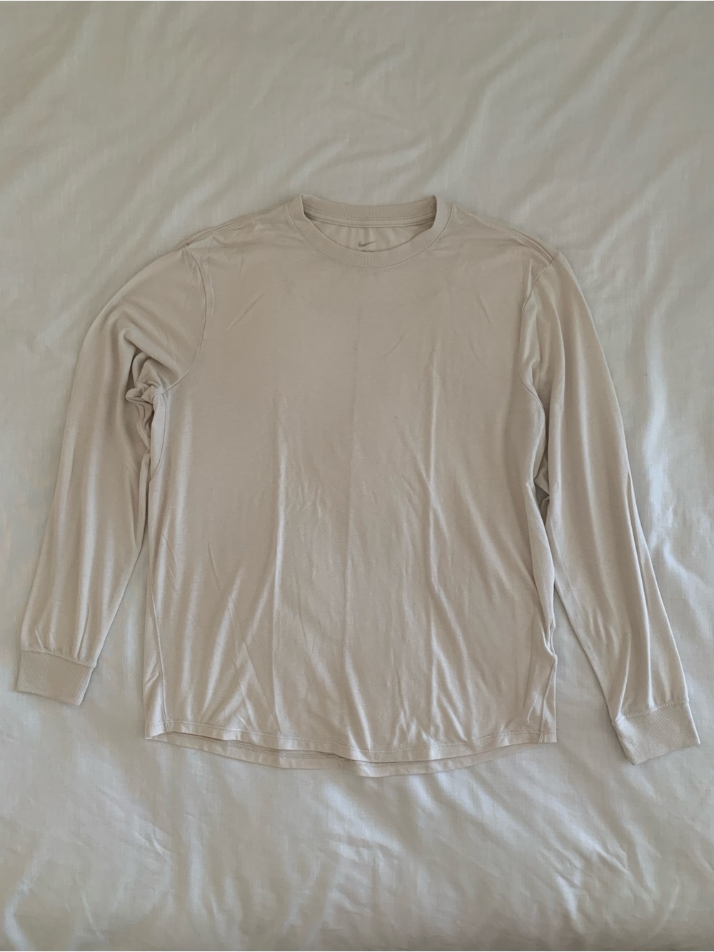 Nike One Classic Dri-FIT Luxe Yoga Long Sleeve Top Off White Cream XS EUC